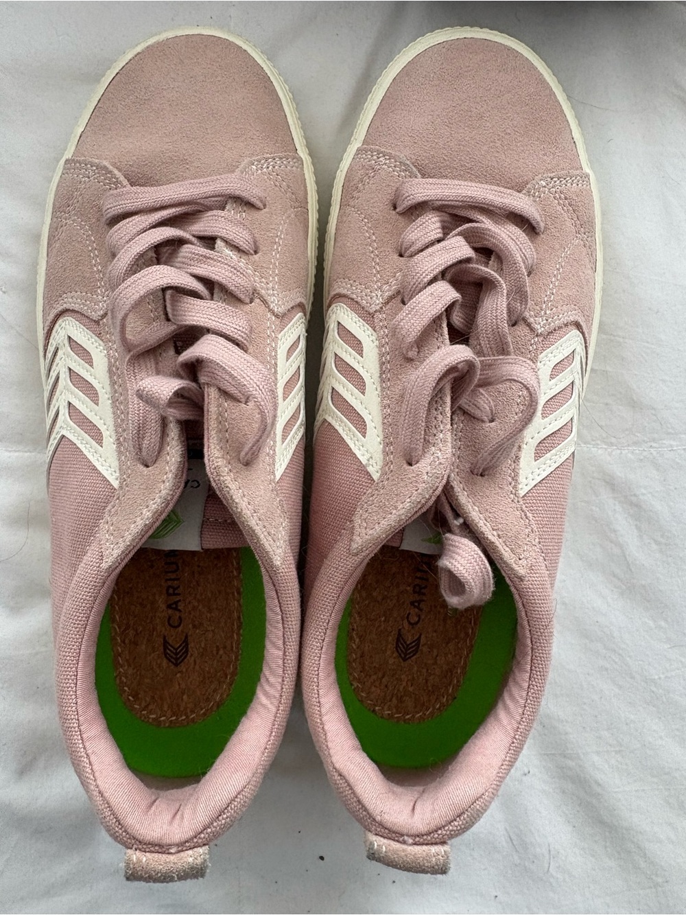 Cariuma Pink Suede Low-Top Sneakers with White Accents